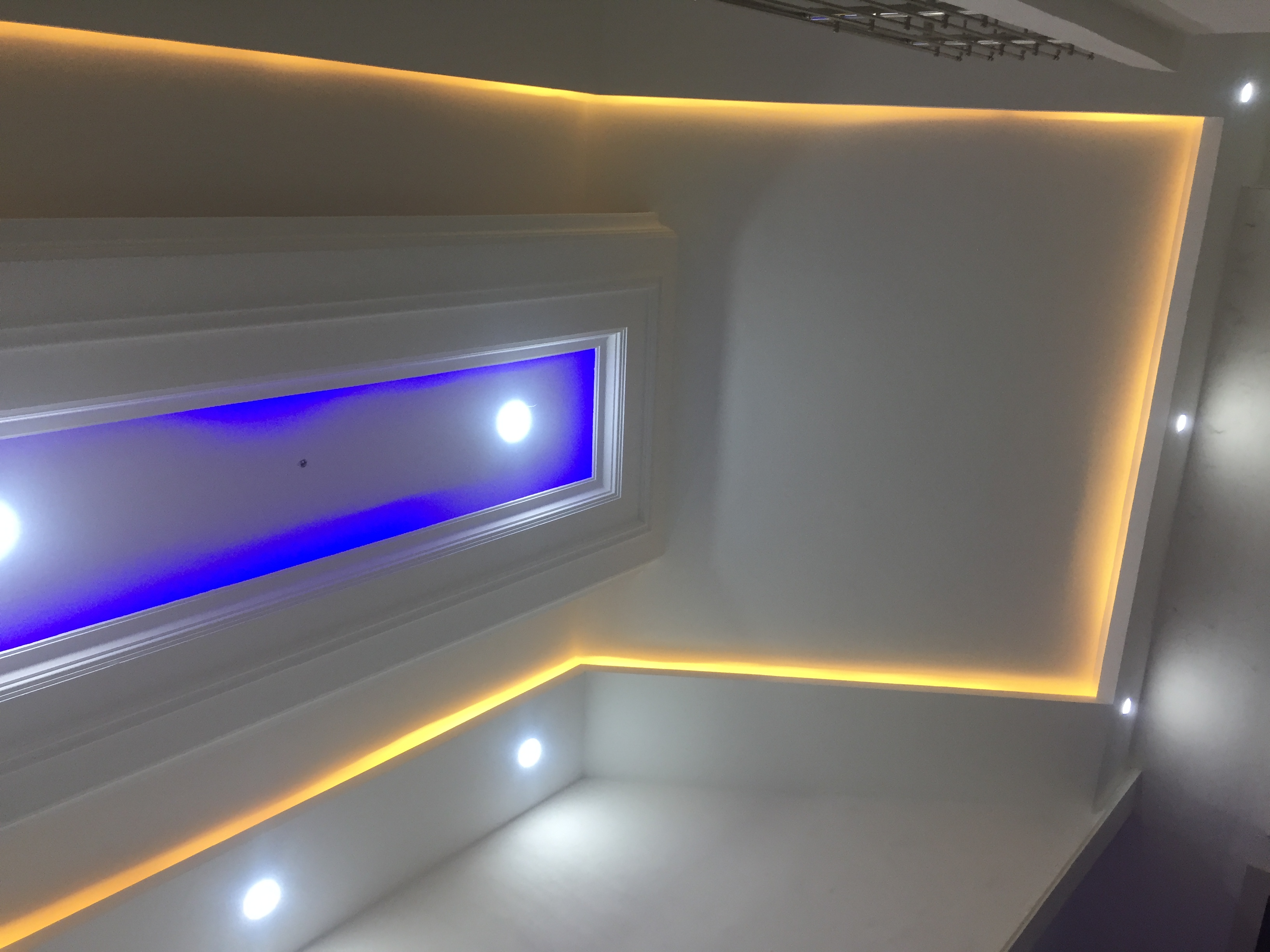 Modern Ceiling with Blue LED Lighting