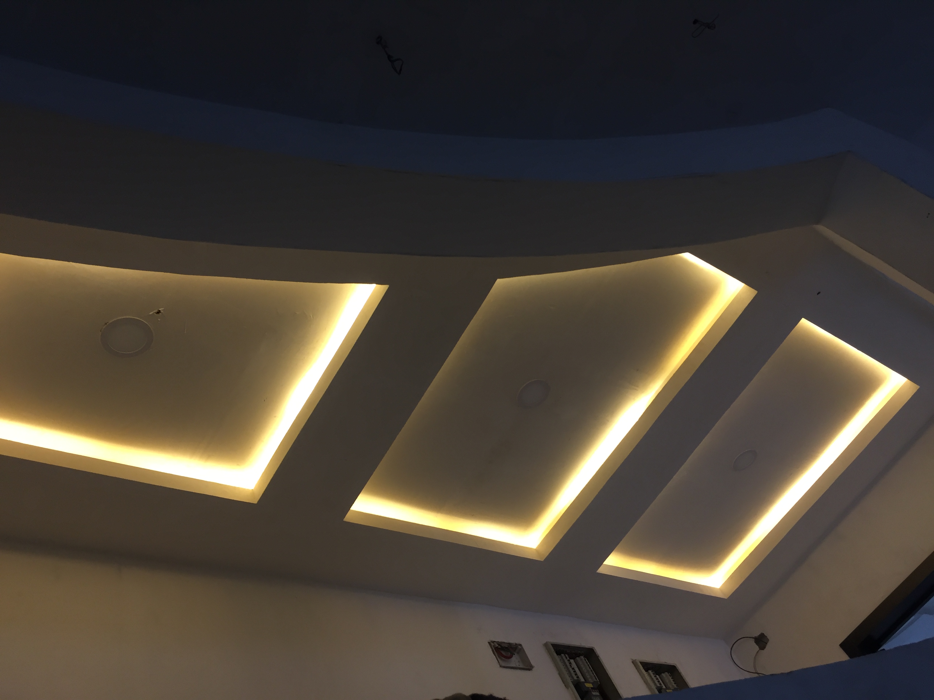 Diagonal Ceiling Design with LED Lighting
